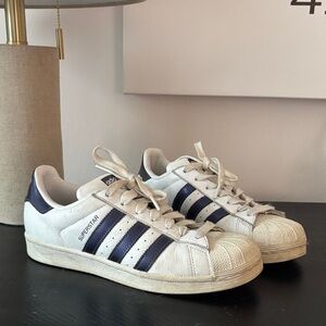 Adidas White and Navy Sneakers Size 8.5